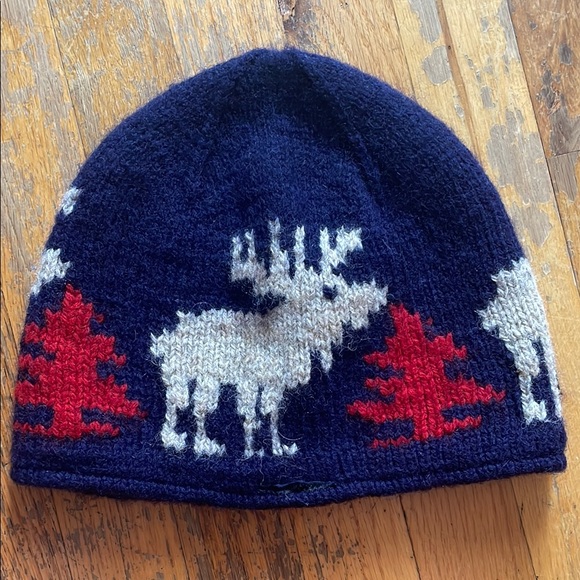 Vintage Wool Moose Pattern Beanie - Picture 1 of 3